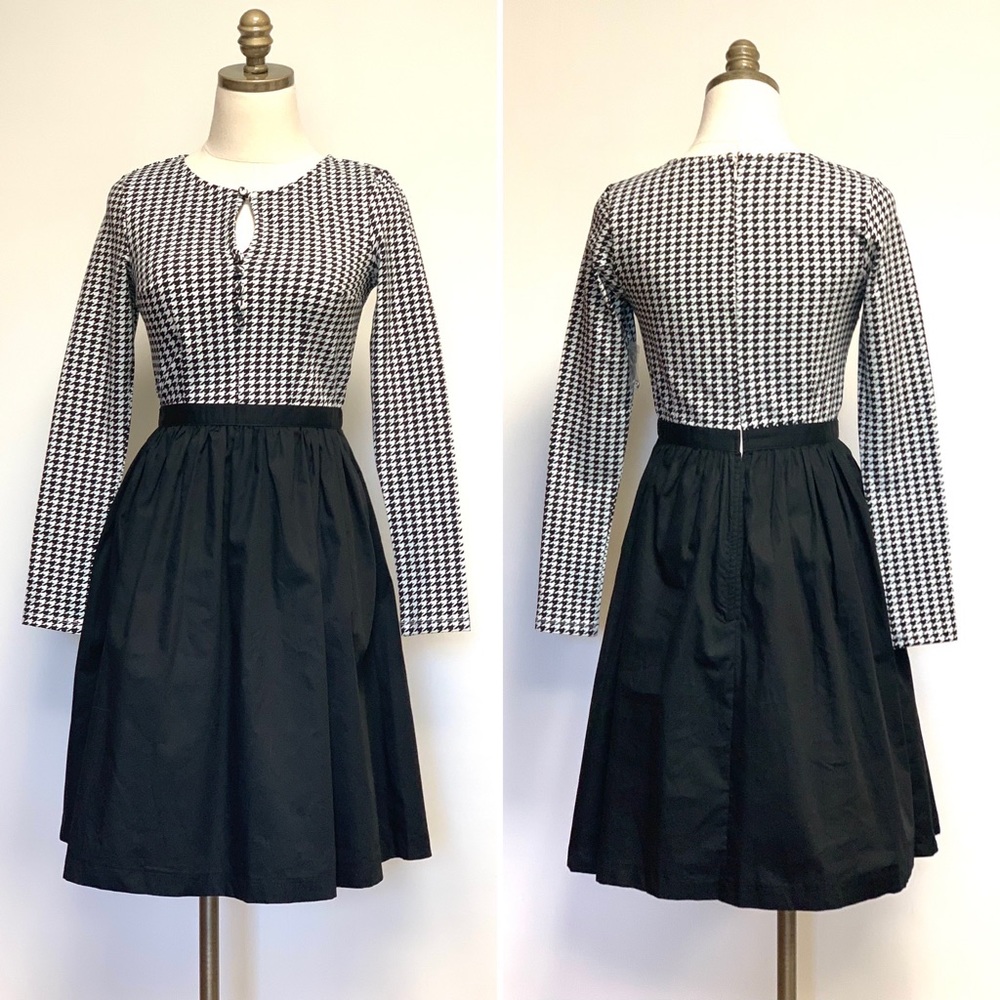 SOLD    NWT Modcloth Twice as Timeless Black White Houndstooth Fit & Flare Dress - Picture 2 of 12